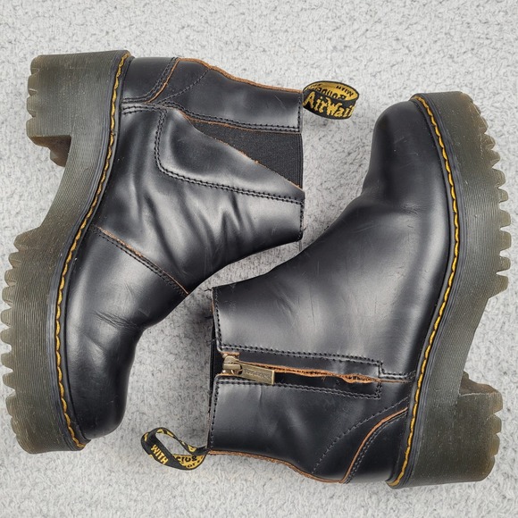 Dr Martens Rometty II Black Leather Chelsea Platform Ankle Boots Womens US 6 - Picture 5 of 9